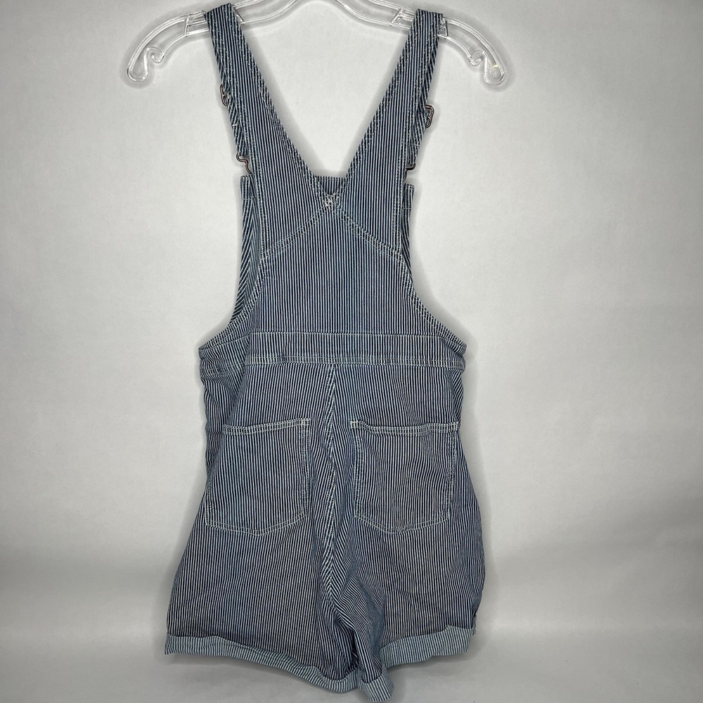 Universal Thread Women's Railroad Striped Side Button Short Overalls Size 2 Cuff - Picture 2 of 5